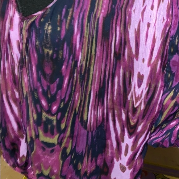 Purple graphic print dolman sleeve top size large - Picture 2 of 6